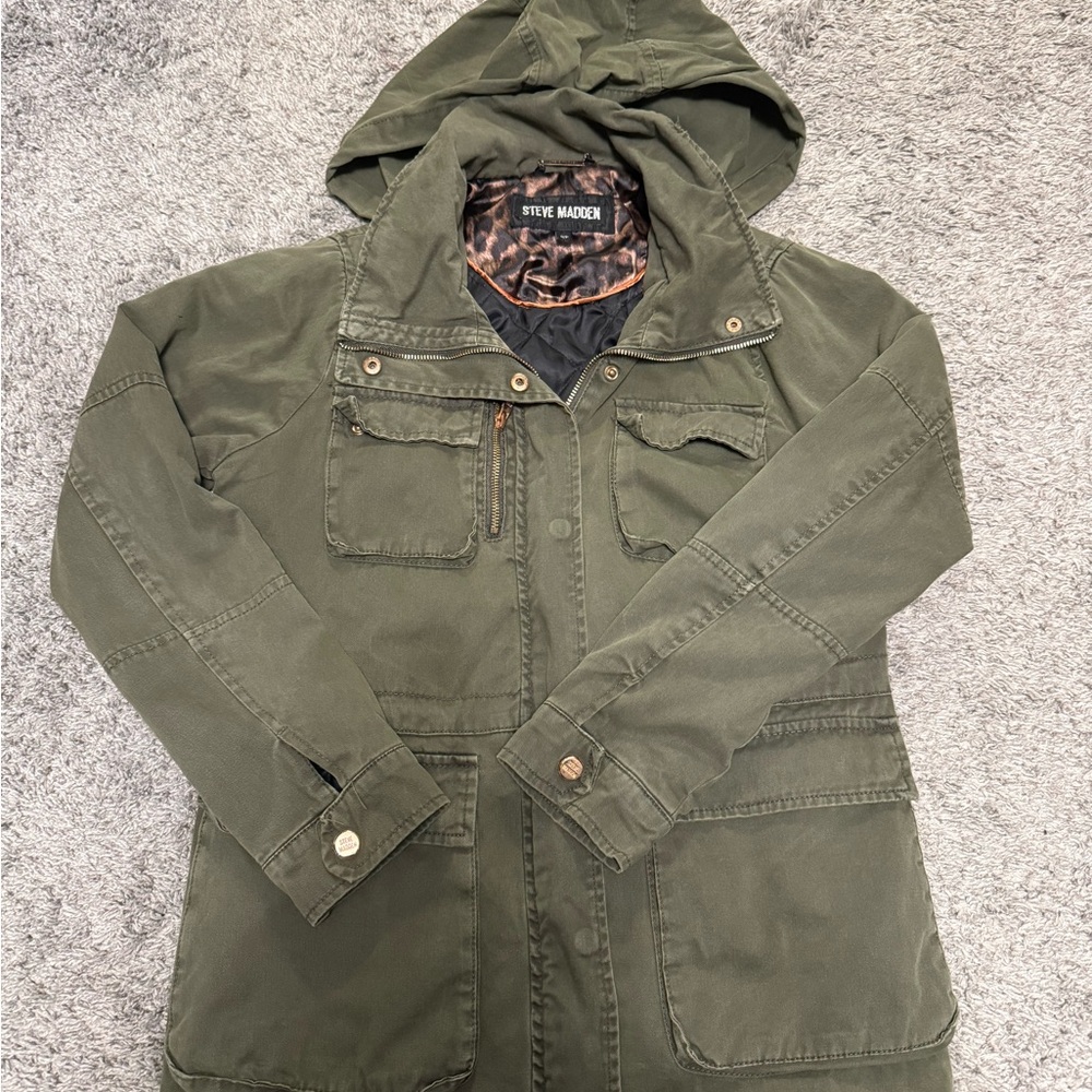 Steve Madden Men's Army Green Hooded Field Jacket